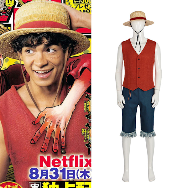 Anime Monkey D Luffy Cosplay kostym 3XL