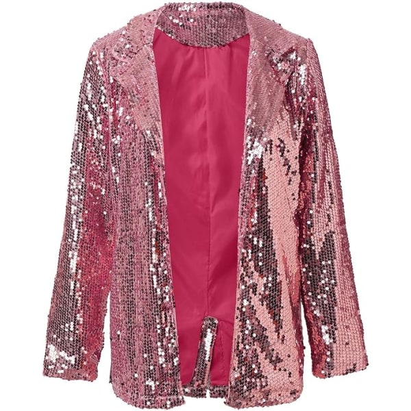 Dame Blazer Letvægts Lange Ærmer Enkelt Knappen Slank Blazer Pink XL