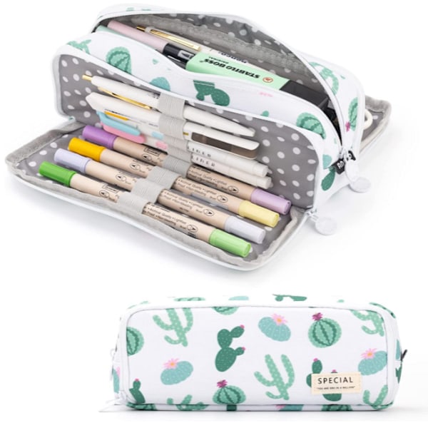 Case Stor kapacitet 3 fack Canvas pennfodral green