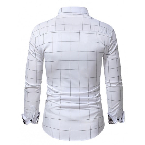 Rutig långärmad herrskjorta för företag white L