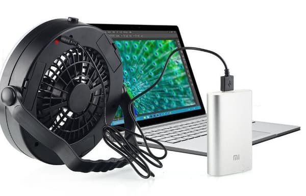 USB 3 i 1 campingfläktljus Black