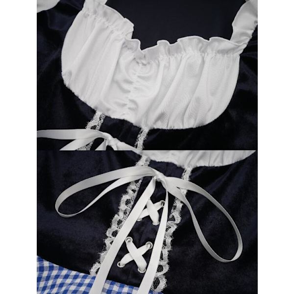 Damkläder Oktoberfest Snörning Rutiga Uniform Blue M