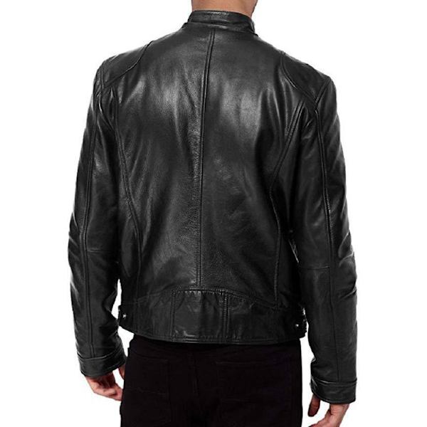 Läderjacka för män, Biker-modell Black M