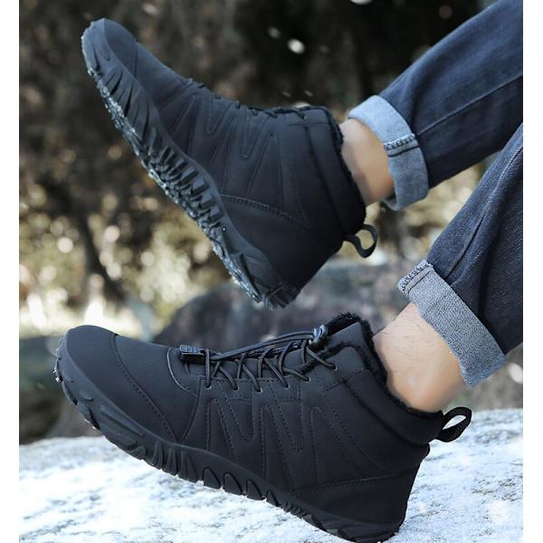 Vinterboots för kvinnor och män, fodrade varma vinterskor Black 42