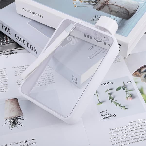 A5 Vedenpullo Kanteen Flask Litteä Kannettava Matkamuki white