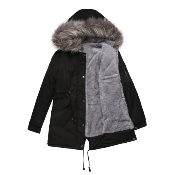 Vinterkappa för kvinnor med varm puffer Thicken Parkajacka black 3XL