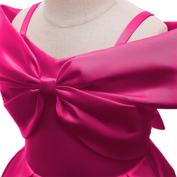 Flickor prinsessklänning för bröllopsfödelsedagsfest Deep Pink 140