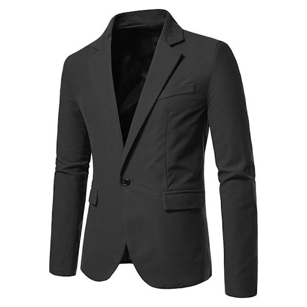 Herrkavaj med en Knapp, Enfärgad, Slim Fit, Lättviktsjacka Black M