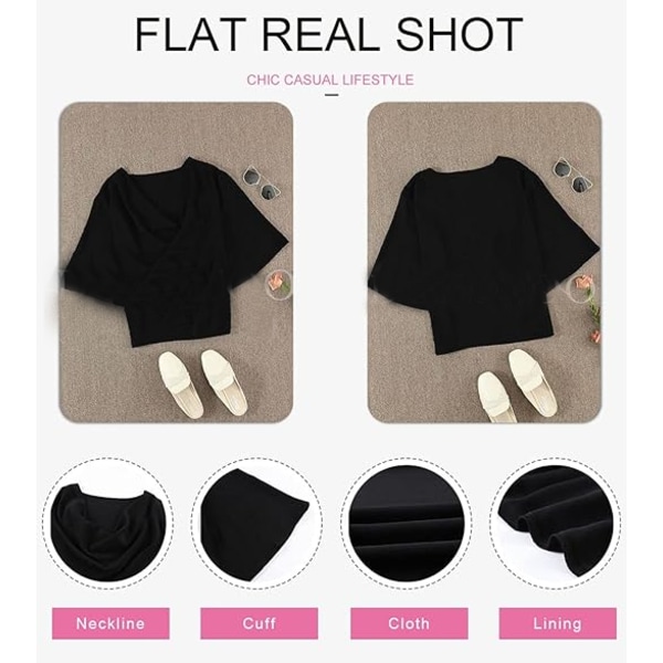 Naisten Blousit ja Topit Lyhythihainen Chiffon-paita ja Topit Black M