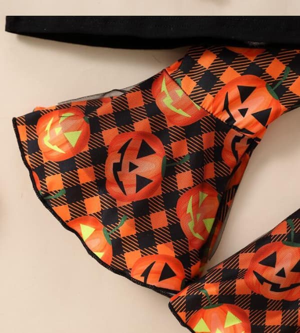 Halloween-set för flickor med pumpaprint, 3 delar Black 110CM