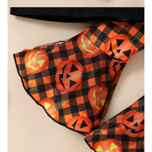 Halloween-tyttöjen kurpitsakuvioinen 3-osainen setti Black 100CM