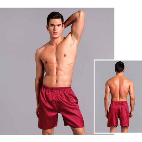 Boxer i satin pyjamas för män med resår i midjan Red XL