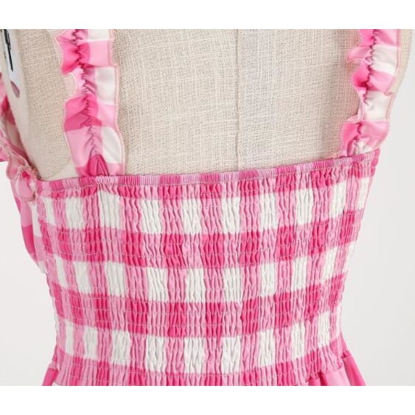 Rosa Prickig Rutig Halterklänning Pink S