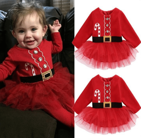 Toddler Barn Flickor Kläder Julklänning 60cm