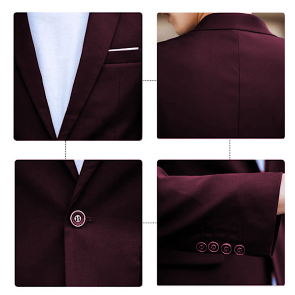 Herrkostym med en knapp och mittveck, 2 delar Red XL