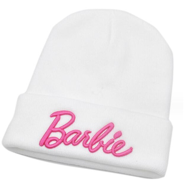 Kubisk Broderad Rosa Stickad Ullhatt White