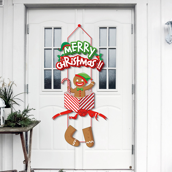 Ha en Glad Jul Hängande Skylt Gingerbread Man