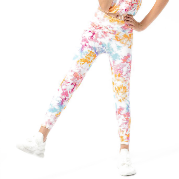 Tjejer printed stretchleggings yogabyxor pink 140cm
