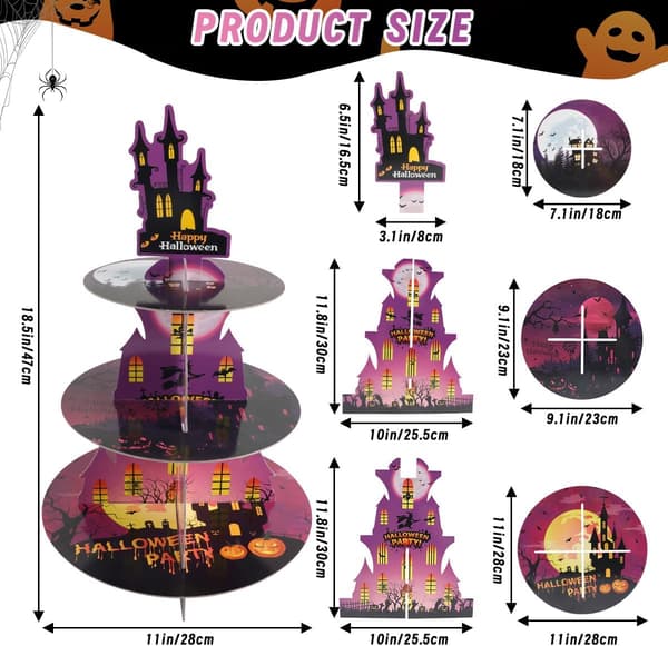 Cupcake-stativ for Halloween-festpynt 3-trinns dessertstativ Style 1