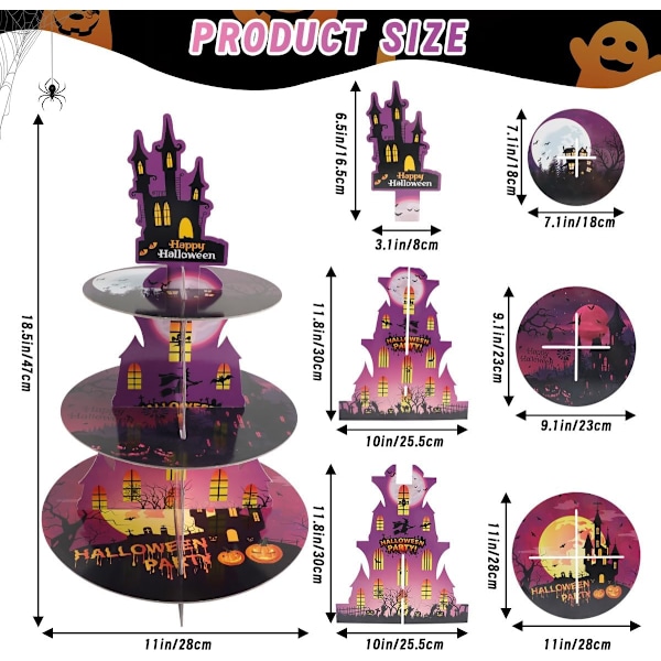 Cupcake Stativ för Halloweenfest Dekorationer 3-vånings Dessertstativ Style 1