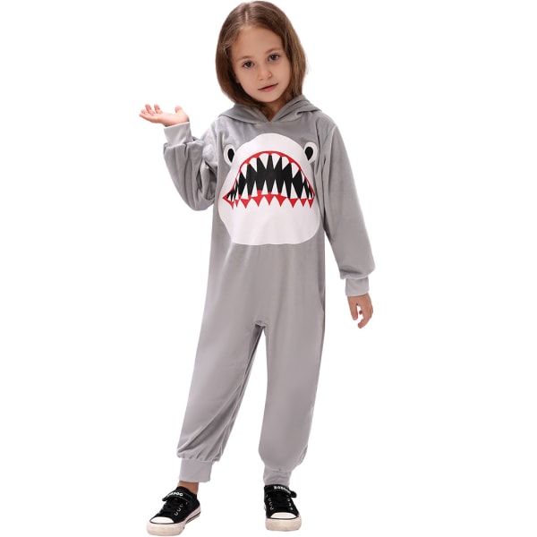 Shark Onesie Barn Djurdräkt Flickor Pyjamas One Piece Plysch nattkläder S
