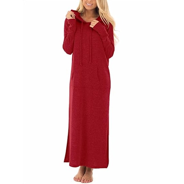 Klänning med luva för kvinnor med fickor Red 2XL