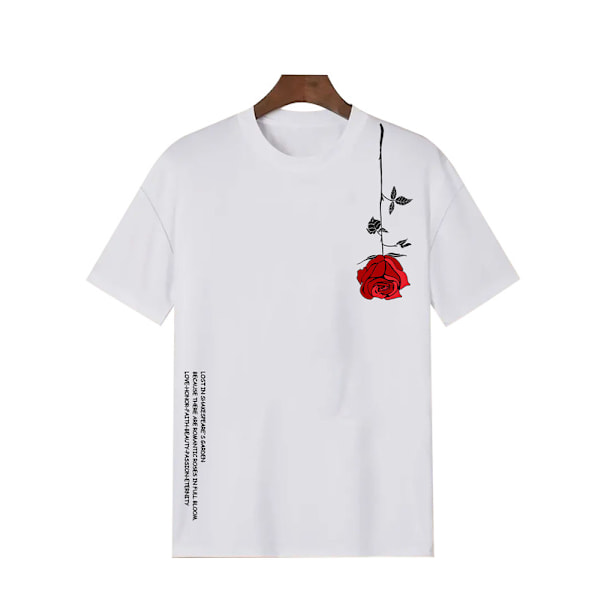Mænds Grafisk T-shirts Blomsterprint Kortærmet Skjorte White M