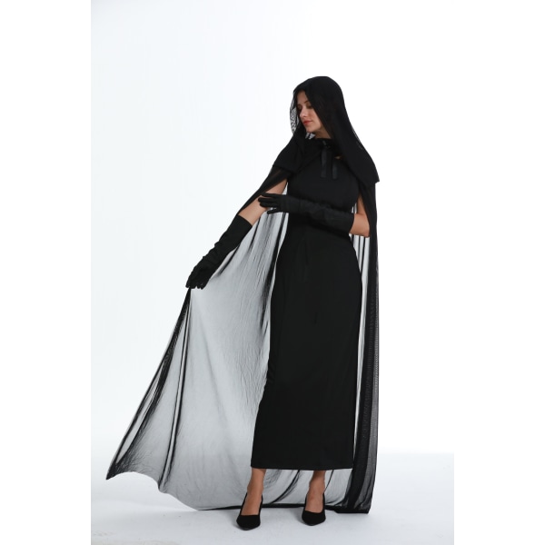 4st Svart lång kjol och Hooded Tulle Cape XL