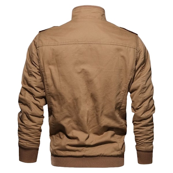 Miesten Puuvillainen Kevyt Seisova Kaulus Sotilas Takki Tuulenpitävä Khaki 4XL