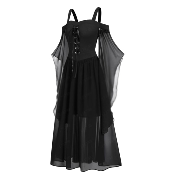 Gotisk punkklänning för kvinnor Cosplayklänning black 3XL