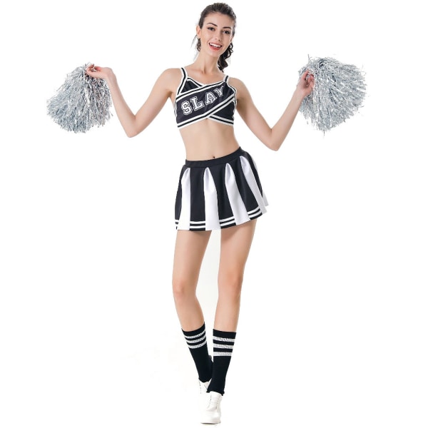 Sexig Cheer Leader-dräkt för kvinnor med plisserad minikjol S