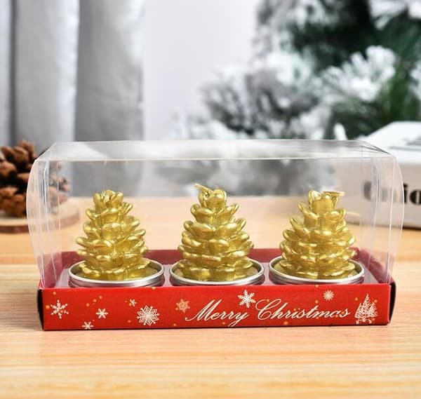 3 st julhantverkspresenter Målade ljus Pinecone