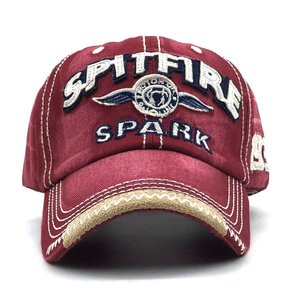 Unisex Softball Hat, Justerbar Broderet Denim Softball Baseball Cap Burgundy