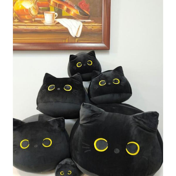 Svart Katt Plyschleksak Svart Katt Kudde 20*12*12CM