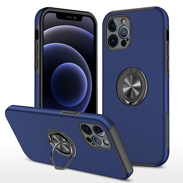 iPhone 15 Pro Max -kotelo telineellä, 360° kiertävä sisäänrakennettu metallirengaspidike Blue iPhone 16