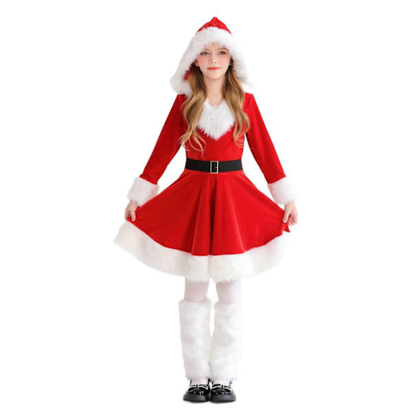 Pige Mrs. Julemand Kostume Rød Kjole Juleudstyr 150cm