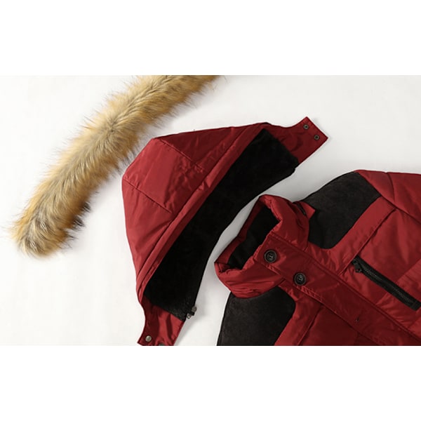 Vinterkappa för män, varm jacka med huva red XL