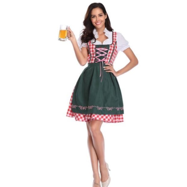 Stram Kjole Kvinders Traditionel München Oktoberfest Kostume Red 2XL