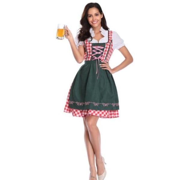 Tight dress för kvinnor traditionell München Oktoberfest kostym Red 2XL