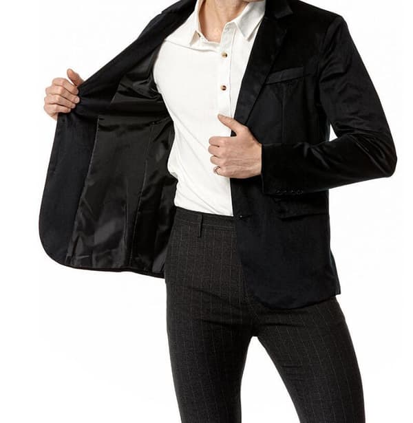 Velvet Slim Fit Solid Color Blazer för män Black xl