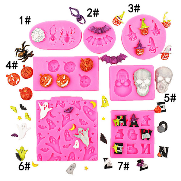 Halloween Silikonform Pumpa Skalle Skelett Silikonform Set