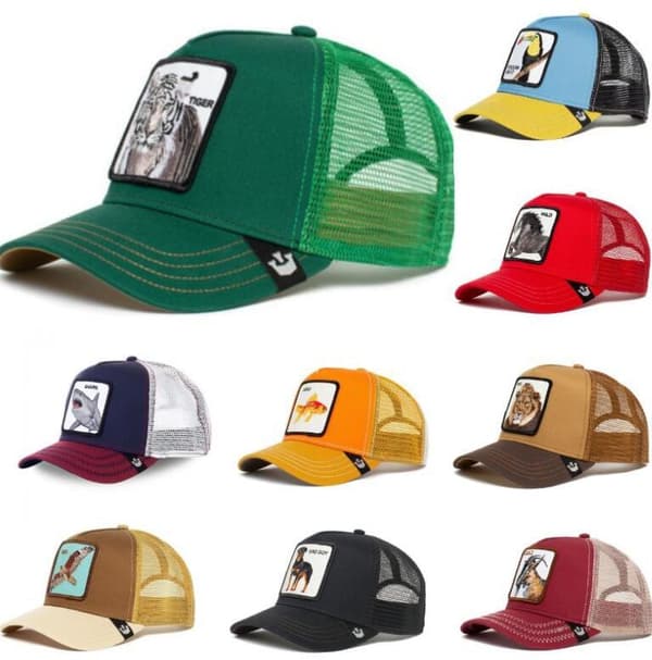 Trucker Hatt med broderad patch med mesh för djur Brown Lion