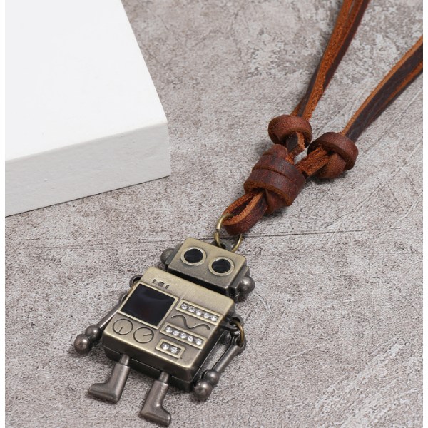 Vintage legering brons ton främmande robot hänge halsband