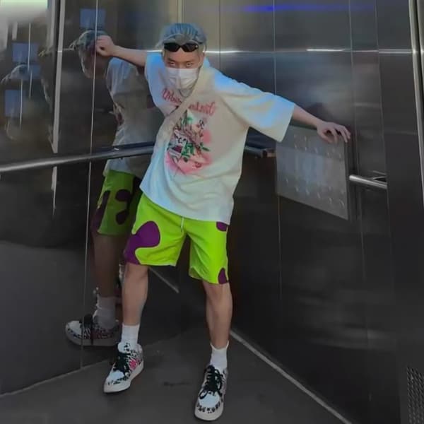 Herre Badebukser 3D Morsom Trykk Elastisk Midje Shorts M