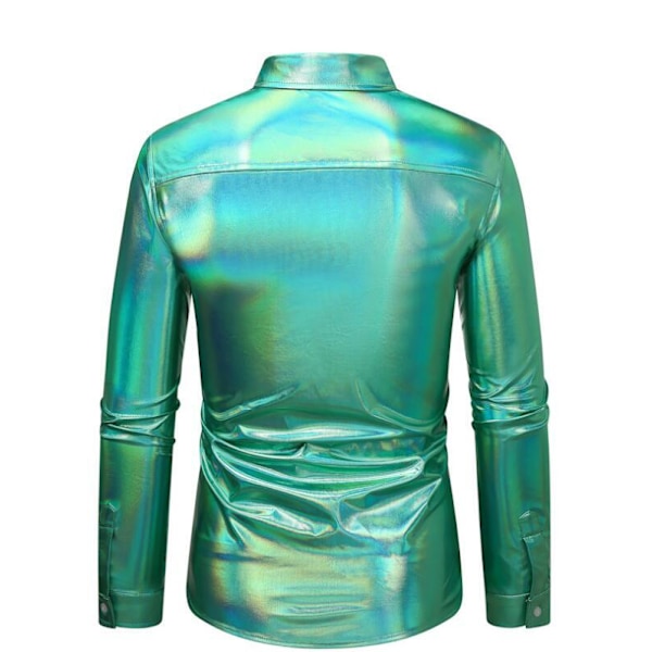 Hvit skjorte for menn med lang erme og smal passform Green 2XL