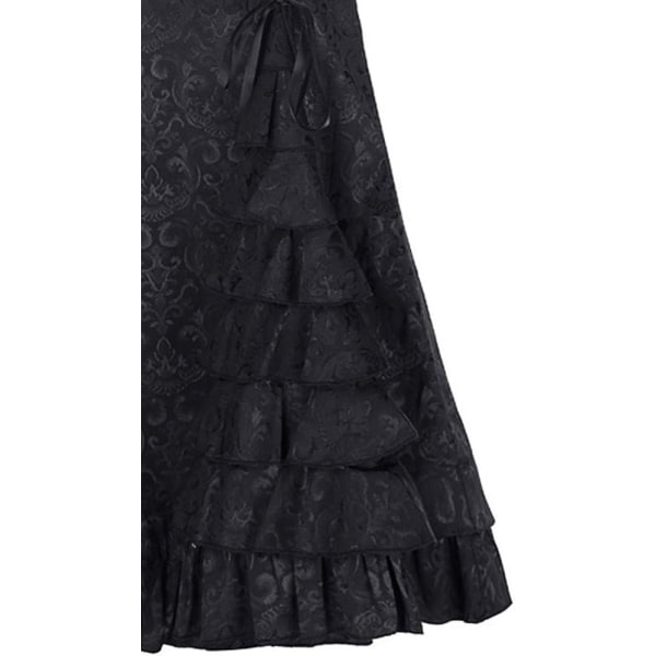 Viktoriansk Steampunk Rufsig Fishtail sjöjungfrukjol för kvinnor Black L