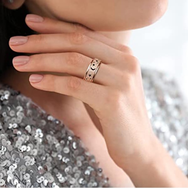 Angstring til kvinder og mænd, titanium rustfrit stål spinnering Rose Gold 5
