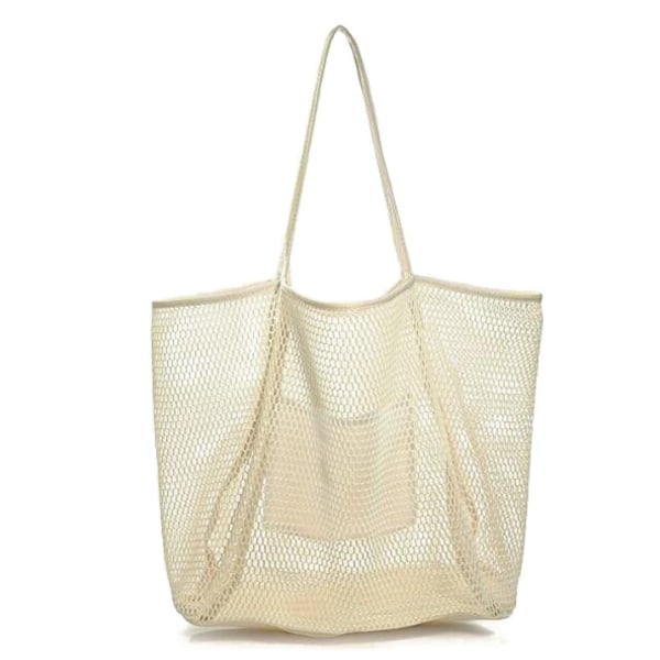 Mesh Beach Tote Damaxelhandväska beige