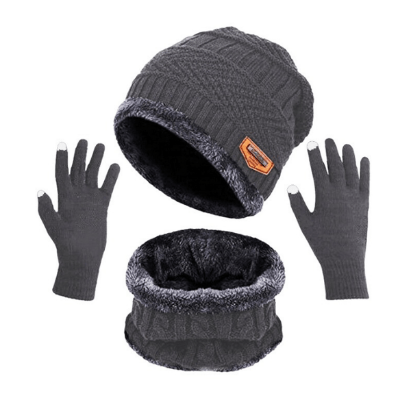 Vinter mössa Halsduk Handskar Set grey