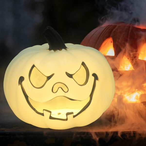 Halloween-dekorasjoner Halloween-gresskarlykt, 9 tommer White